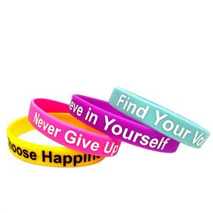 Cheap Printed Wristbands Believe <b>Yourself</b> Inspirational Quotes Silicone Wristbands Seay Strong Inspirational Rubber Bracelets - Product Image 3