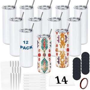 Vasos rectos de acero inoxidable de 20 oz con aislamiento al vacío, a prueba de fugas, paquete de 50 unidades, en blanco para sublimación. - Product Image 6