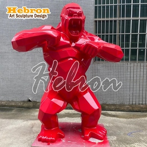 Esculturas de Gorila Coloridas de Resina Roja de Tamaño Real Personalizadas para Jardín y Hogar, Estatuas de <span class=keywords><strong>King</strong></span> <span class=keywords><strong>Kong</strong></span> de Fibra de Vidrio en Venta - Product Image 3