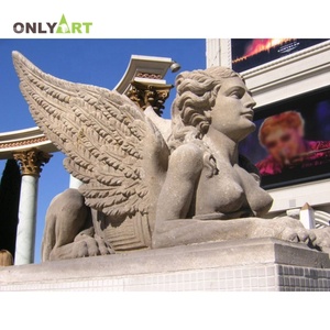 Onlyart thiết kế và tùy chỉnh thực hiện lớn màu đen đá cẩm thạch Ai Cập Tay Chạm Khắc đá động vật TượNg Nhân sư cho bán ngoài trời công cộng trang trí nội thất - Product Image 3