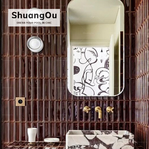 Piastrelle a Mosaico Lunghe per Parete Doccia Hotel, Bagno, Cucina, Ristorante, Piastrelle a Mosaico Lucide Color <span class=keywords><strong>Cioccolato</strong></span> - Product Image 3