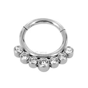 Eeuwige Metalen 16G 1.2Mm Astm F136 Titanium 5 Buitenste Bezel Set Cz Scharnierende Segment Neus Ring Scharnierende Sieraden