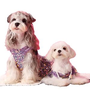 Vestido de Saia de Veludo de Outono Estilo Princesa para Cães com Lantejoulas em Poliéster - Product Image 5
