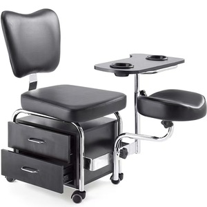 Fauteuil de pédicure Wss 2025 noir/blanc avec table à ongles et tabouret mobile - Product Image 1