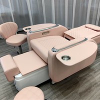 Fauteuil de pédicure spa électrique de luxe rose avec bassin LED, jets de massage et station VIP inclinable électrique