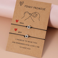 Bracelet d'amitié simple coeur chanceux lumineux carte de promesse Pinkie Bracelet de Couple réglable pour hommes et femmes