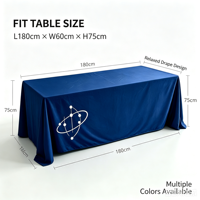 Nappe publicitaire personnalisée en tissu jacquard 260G, imprimée numériquement, écologique, pour tables de 4x6 et 8 pieds, avec logo sur mesure