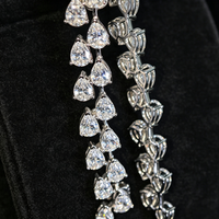 Bracelet tennis en moissanite GRA VVS en forme de poire, en argent sterling 925, minimaliste, double rangée, avec moissanites en goutte d'eau