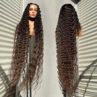 Perruque Longue Jusqu'à 46 Pouces Avec Closure HD Lace, Frontal 360 et Dentelle Complète 13x4, Ondulée (Loose Body Wave), Perruque Glueless Transparente HD Lace