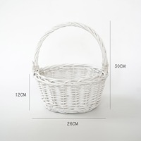 Panier à fleurs en osier blanc, panier tissé décoratif pour la Saint-Valentin, arrangements floraux, mariages, décoration de la maison et du jardin