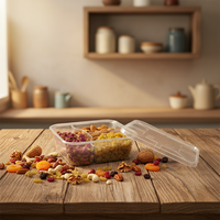 Conteneur alimentaire jetable de 1600 ml, emballage pour plats à emporter, boîte à lunch carrée en PET