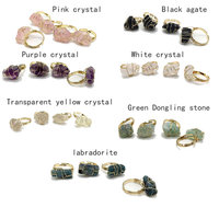 Cristal naturel Agate quartz turquoise rose blanc irrégulier pierre précieuse bague réglable bijoux de mode en gros