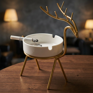 Cendrier en métal Nordic Gold Deer, incassable, en fer, support de cigarettes en forme d'animal, plateau décoratif de luxe pour salon et bureau, pour cigares - Product Image 3