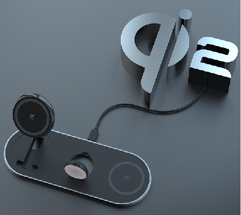 .0 PD 3.0 3-in-1 15W Fast Magnetic Wireless Charging Station with 5V/2A Input OTP 10W Power for Cell Phones