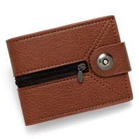 Dompet Pria Baru dengan Gesper Magnetik Sederhana, Tas Koin dengan Ritsleting, Banyak Slot Kartu, Dompet Pendek, Bahan Logam, Modis
