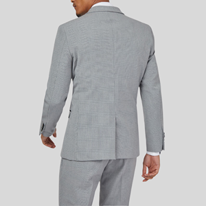 Ensemble de <span class=keywords><strong>costume</strong></span> de mariage <span class=keywords><strong>3</strong></span> pièces pour hommes à <span class=keywords><strong>carreaux</strong></span> gris de style professionnel coupe ajustée revers cranté à simple boutonnage grande taille respirant - Product Image 2