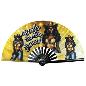 13inch số lượng lớn lớn clacking tay fan hâm mộ tre gấp người hâm mộ cầm tay lễ hội Rave da cao bồi khởi động mũ - Product Image 5