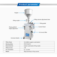 Remplisseur d'huile orale GTOP Dosage volumétrique simple et précis Machine de remplissage semi-automatique de peinture à petit piston pneumatique