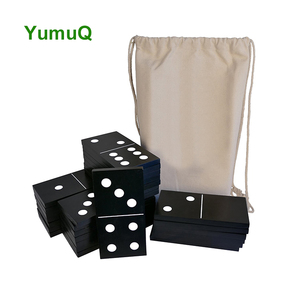 YumuQ Double dominos d'intérieur et d'<span class=keywords><strong>extérieur</strong></span> géants en bois. Six jeux en bois 28 pièces grande taille avec sac - Product Image 4