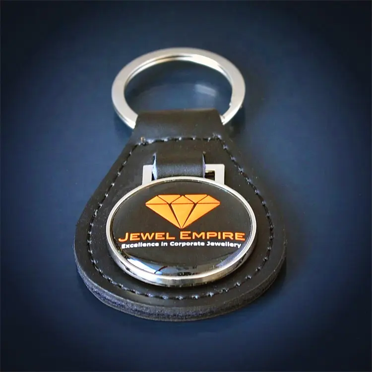 Porte-clés en cuir souple avec Logo imprimé, accessoire de sécurité, populaire, en époxy, pour hommes d'affaires