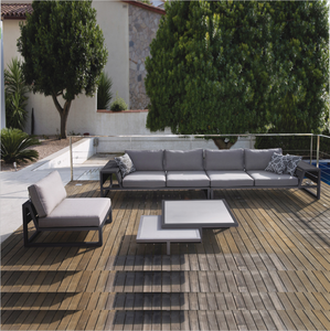 Canapé d'angle en aluminium <span class=keywords><strong>noir</strong></span> résistant aux intempéries pour hôtel et complexe hôtelier, mobilier <span class=keywords><strong>de</strong></span> <span class=keywords><strong>jardin</strong></span> combiné pour patio et extérieur - Product Image 5