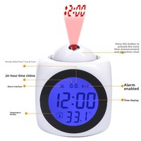 Nouvelle horloge de projection avec affichage au plafond, fonction snooze, horloge de table, horloge numérique multifonctionnelle avec affichage de la température