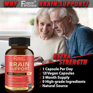 Fabricant de compléments alimentaires pour le cerveau, 9 en 1, Ashwagandha, concentration, mémoire, énergie, 60 capsules pour le soutien du cerveau - Product Image 3