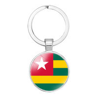 Porte-clés Drapeau Togo en Verre de Qualité, Accessoire de Sac, Pendentif, Anneau Porte-clés, Design National des Pays, Personnalisé, Vente en Gros à Bas Prix