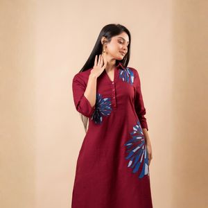 Vestido Camisero Midi de Lino con Bordado Floral para Mujer, Ropa Casual Elegante, Prenda de Boutique - Product Image 1