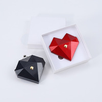 Cadeau de vacances pour couple, boîte à bague luxueuse en plastique en forme de cœur à facettes, boîte à bijoux pour la Saint-Valentin, boîte à surprise pour demande en mariage, logo personnalisé