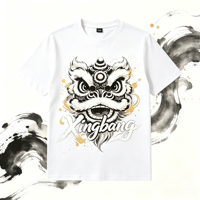 T-shirt en polyester personnalisé OEM avec imprimé Lion de Chine Xingbang, vente en gros, streetwear décontracté unisexe pour le quotidien, directement de l'usine
