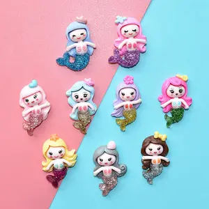 Cabujones de sirena con abalorio de resina, cabujones de resina Kawaii con reverso plano, fabricación de joyas, nuevo diseño