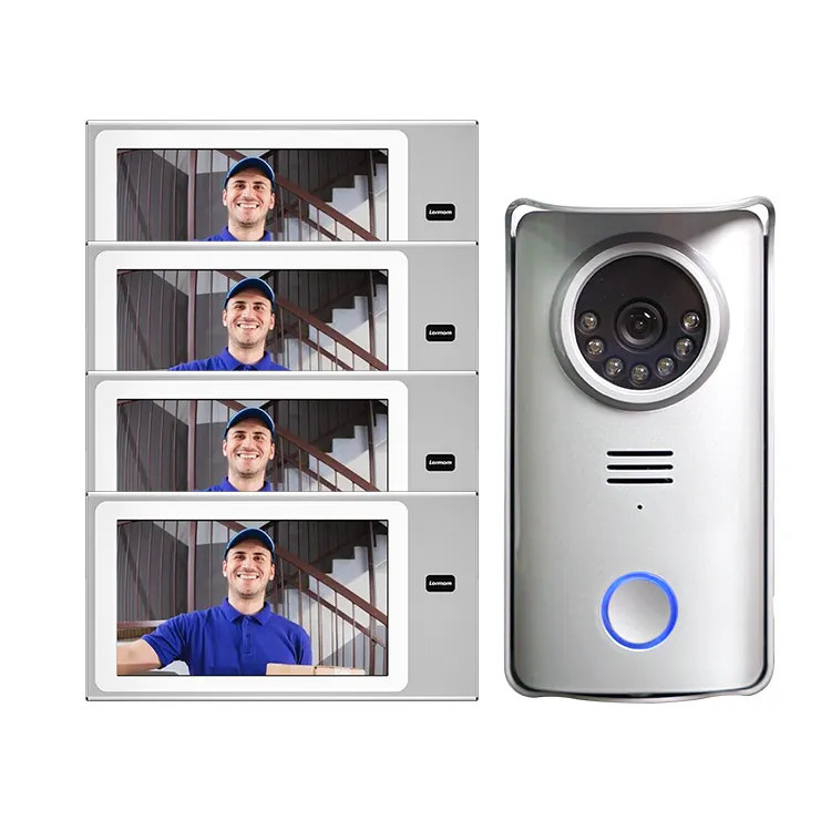 Lermom 7 Inch Smart Bel Pintu Intercom Sistem 4 Kawat Video Door Phone dengan Rain Cover 1 V 1 Set untuk keamanan Rumah Villa