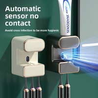 Distributeur de dentifrice à capteur automatique mural et porte-brosse à dents de stérilisation UV Accessoire de salle de bain sans perçage