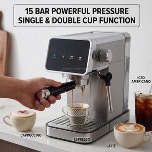 เครื่องชงกาแฟกึ่งอัตโนมัติ ถังน้ำใส 1.1 ลิตร ควบคุมด้วยระบบสัมผัส พร้อมฟังก์ชั่นอุ่นแก้ว เครื่องทำฟองนม เครื่องชงกาแฟคาปูชิโน - Product Image 4