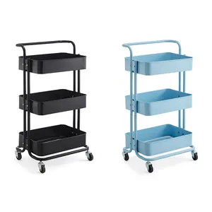 Wholesale Custom Metal Rotating 4 Wheels Baskets Bathroom Removable Shelves Kitchen Cart Trolley Storage Rack