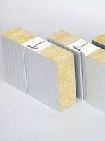 Panneau métallique isolant en laine de roche avec bordure scellée en PU, écologique et ignifuge, épaisseur 100 mm, pour chambre froide, hôtel, préfabriqué