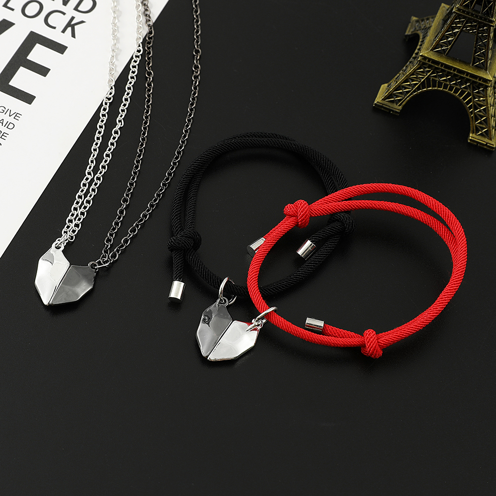 Романтическое ожерелье из камня желаний на День святого Валентина, ювелирные изделия, подвеска в виде сердца на магните, подходящее ожерелье для влюбленных