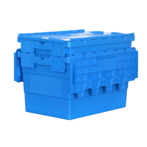 Promoción DE FÁBRICA DE China Contenedor de almacenamiento de plástico apilable de servicio pesado Caja de plástico móvil con tapa adjunta - Product Image 3