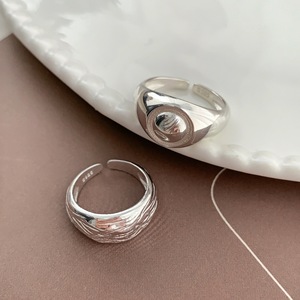 Geometric Smooth <b>Open</b> <b>Ring</b> S925 Sterling Silver Irregular Striped Women's Stackable Index Finger Fashion Jewelry Gift - Product Image 2