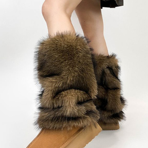 Calzini larghi di pelliccia per le donne Y2k Spice ragazze doppio strato dimagrante maniche eleganti Insta caldo caldo caldo invernale spesse scaldamuscoli - Product Image 1