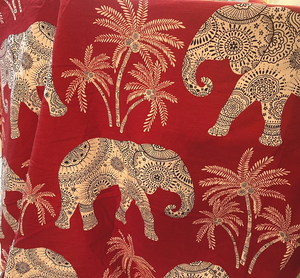 Tissu en coton pour ameublement, motif éléphant rouge et blanc unique, largeur 50 pouces, tissu décoratif pour canapé et chaise, vendu au mètre 0808 - Product Image 1