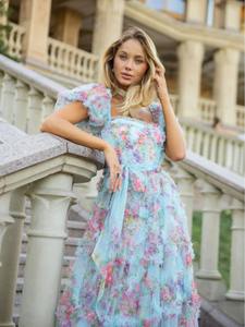 اصل جديد فطر حلو حافة منفوخة كم طويل شبكة الأزهار شاطئ البحر السفر خرافية حزب عيد الفصح فستان حفلة موسيقية - Product Image 4