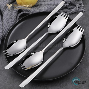 Stainless Steel Spoon Fork Combo Set 4-Pack Dual-Use Utensils for Noodles Salad Dessert Outdoor Dining - Product Image 6