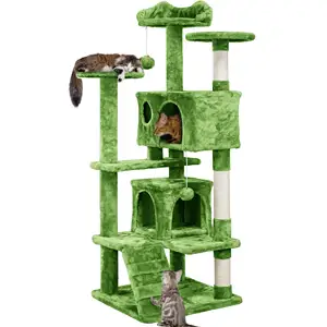 54in Cat Tree Tower Condo Furniture Cat Scratcher Post For Kittens Pet House Play Cat Trees Scratcher