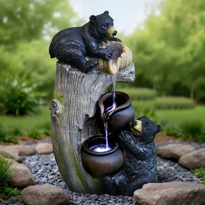 Gran oferta, fuente de cascada de resina de oso negro bonito con iluminación LED, diseño de tocón de árbol Natural para decoración Zen interior y exterior - Product Image 3