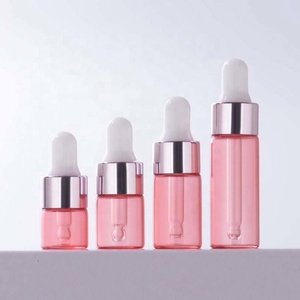 1ml 2ml 3ml 4ml 5ml <b>Pink</b> Transparent Glass Dropper <b>Bottle</b> Mini Perfume Essential Oil Vial with Golden Silver Dropper Cap - Product Image 3