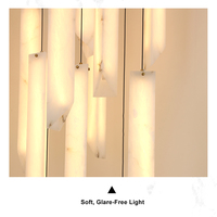 Lampe suspendue en albâtre LED blanc chaud multi-gouttes de luxe avec tubes en pierre verticaux, luminaire moderne et simple pour plafond