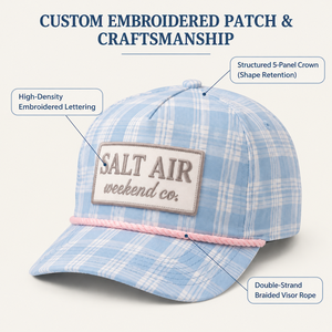 Casquette de baseball à carreaux avec logo personnalisé, patch brodé, OEM, ODM, marque privée, votre création, service de petites commandes et équipe de support - Product Image 2