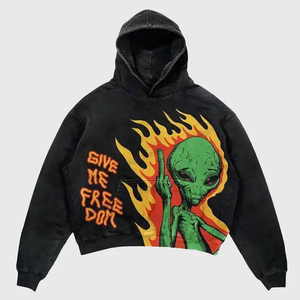 Cổ Điển Rửa Sạch Hoodies Biểu Tượng Tùy Chỉnh In Heavyweight Bông Lụa Màn Hình Đồ Họa In Ấn Hoodies Mens - Product Image 4